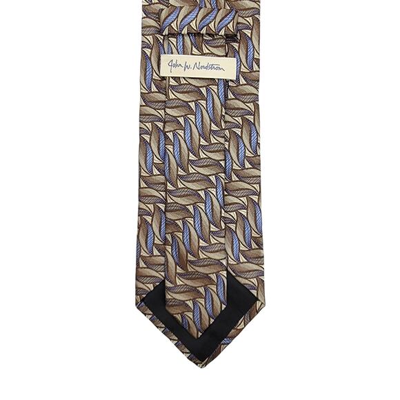 John W. Nordstrom 100% Silk Made in Italy Brown Blue Cream Necktie Tie - OS - Picture 3 of 5